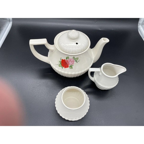Vintage Northland Tea Pot Floral with Creamer And Sugar Bowl Japan 3 Piece Set - Picture 7 of 14